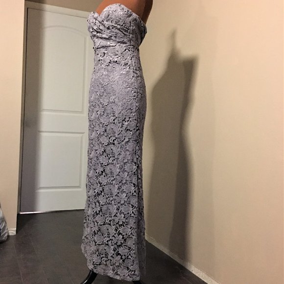 LULU'S Inherent Beauty Grey Lace Strapless Dress - Picture 4 of 15